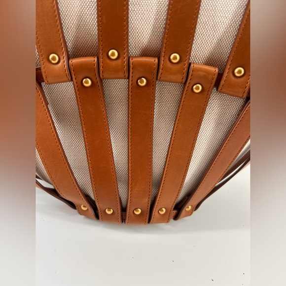 Saint Laurent Beatrix Panier Cut Out Tote Canvas with Leather New +dustbag *read - Picture 11 of 16